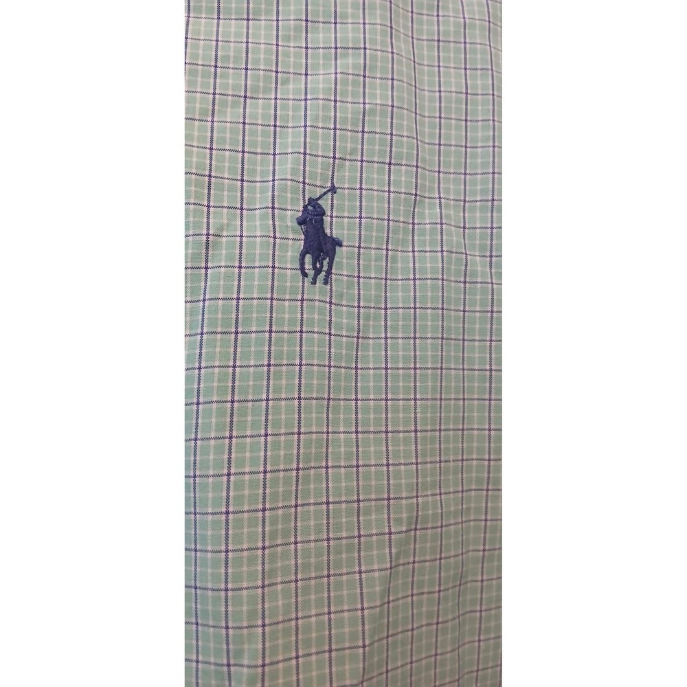 Ralph Lauren Mens XL Classic Fit Short Sleeve Button Down Shirt Green Check - Picture 5 of 5